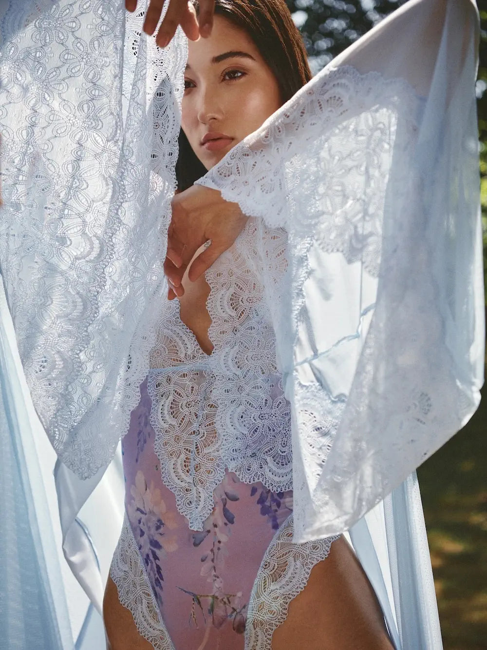 KIMONO BLU IN RETE TRASPARENTE